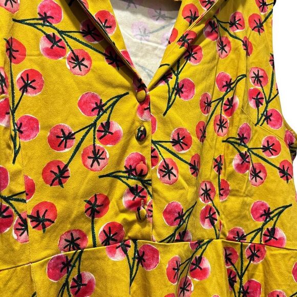 Miss Lulo Cherry Tomato Print Retro Pinup Style Sleeveless Dress Size 2X - Picture 3 of 6